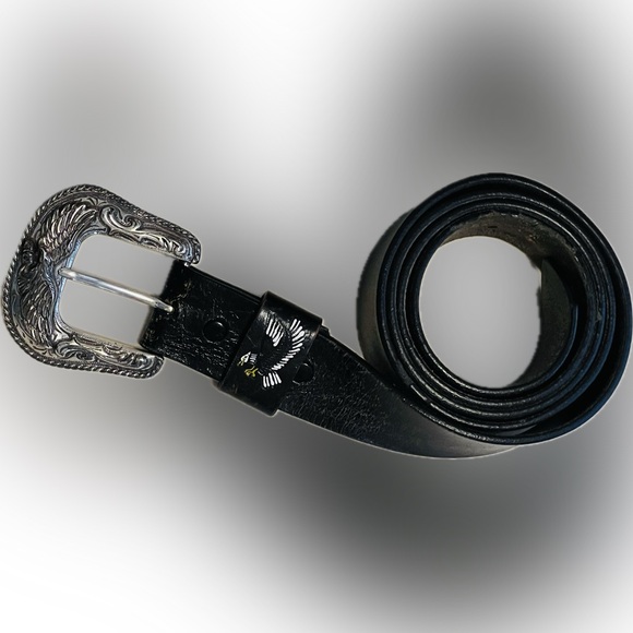 🦅🇺🇸Sz 46 Detachable Eagle Belt & Buckle Vintage Silver-Toned Embossed Leather - Picture 5 of 17